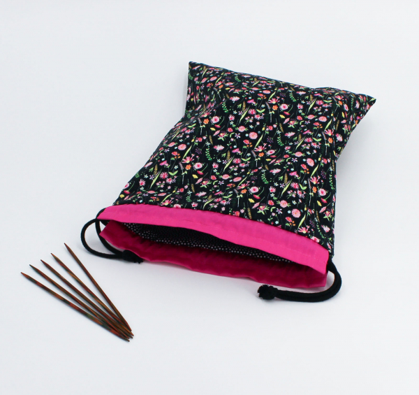 Projektbeutel/ Handarbeitsbeutel mit Kordel Flower Market